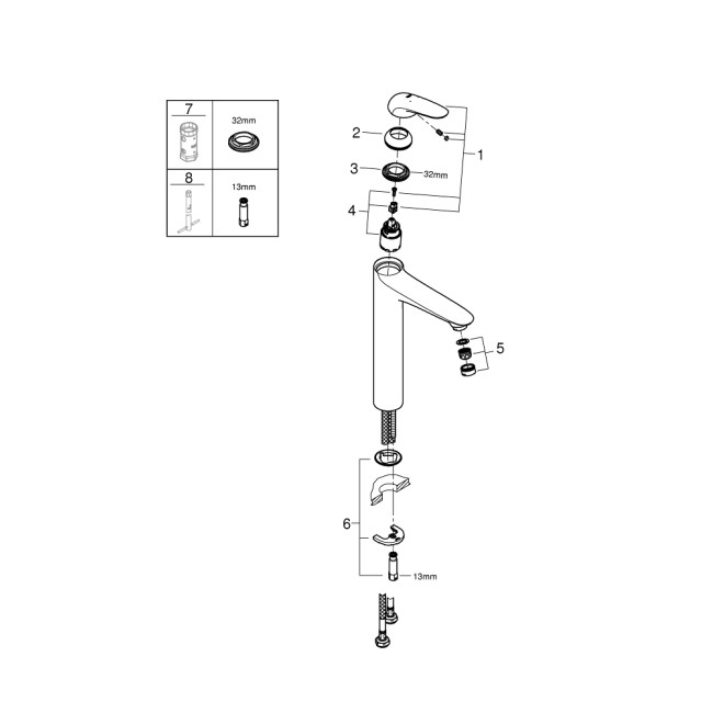 Grohe Eurostyle Одноважільний змішувач для раковини  XL-Size (23719LS3)