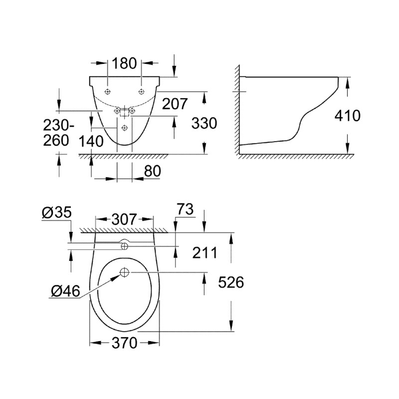 Grohe Bau Ceramic Біде настінного монтажу (39433000)