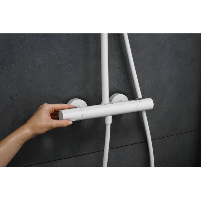 Душевая система hansgrohe Pulsify S Puro Showerpipe EcoSmart 260 1jet с термостатом 24237700 белый матовый