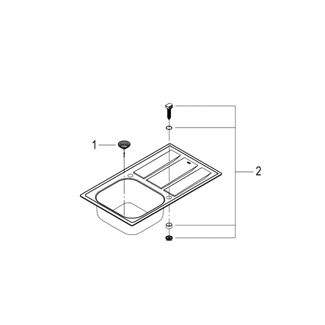 Grohe Мойка для кухни 860 x 500 мм с эксцентриком, 1 чаша, матовая (31566SD0)
