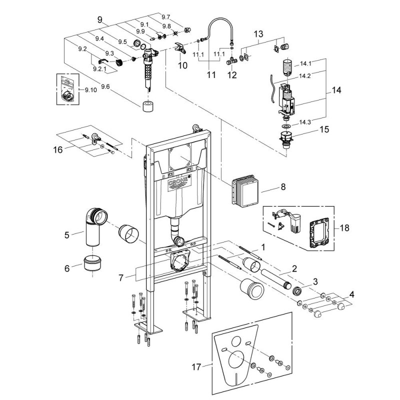 Grohe Комплект Bau Ceramic, инсталляционная система с подвесным унитазом (39427CB0)