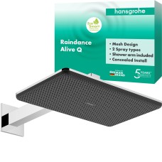Верхний душ Raindance Alive Q 210/340 2jet EcoSmart с держателем, 24551000 хром
