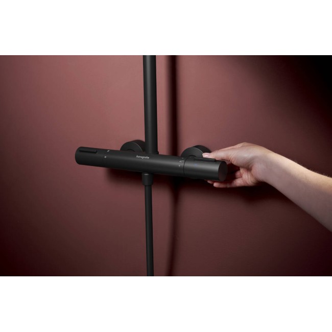 Душова система hansgrohe Raindance Alive S Puro 300 1jet 24592670, з термостатом Ecostat Element, чорний матовий