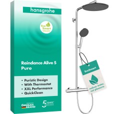 Душова система hansgrohe Raindance Alive S Puro 300 1jet EcoSmart 24593000, з термостатом Ecostat Element, хром