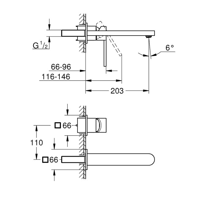 Grohe Plus Смеситель для раковины на 2 отверстия, L-Size (29306003)
