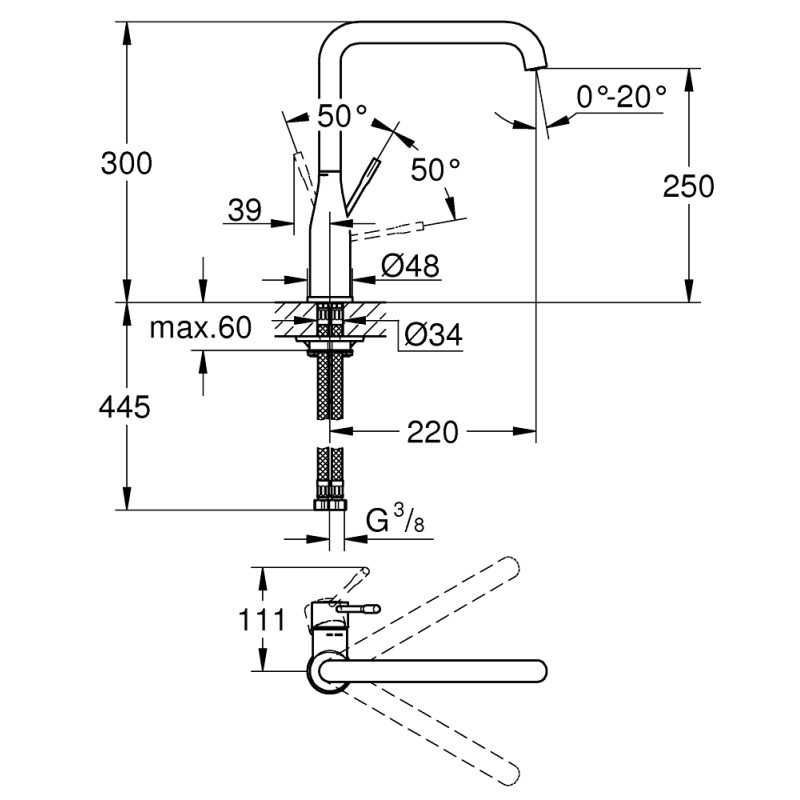 Grohe Essence Смеситель однорычажный для мойки (30269AL0)