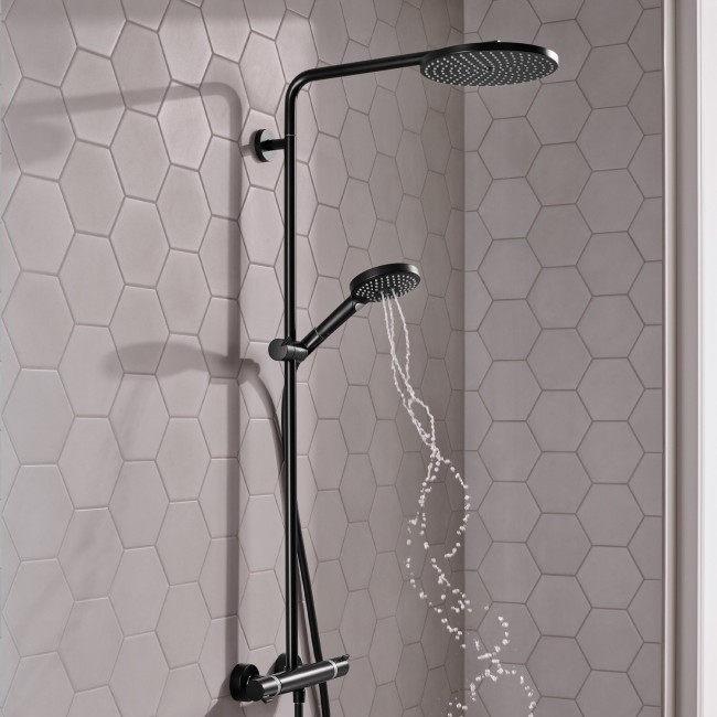 Душова система hansgrohe Raindance S 240 1jet PowderRain EcoSmart з термостатом, 28823670 чорний матовий
