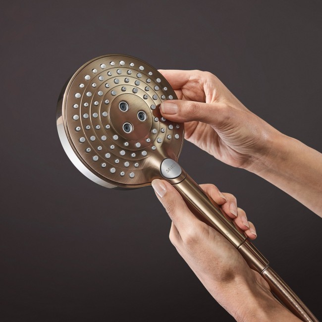 Душевая система hansgrohe Raindance S 240 1jet PowderRain EcoSmart+ c термостатом, 28825140 бронза