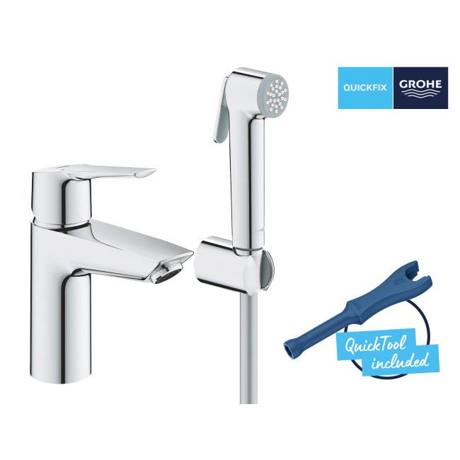 Grohe QuickFix Start Одноважільний змішувач для раковини S-Size із гігієнічним душем (23123003)