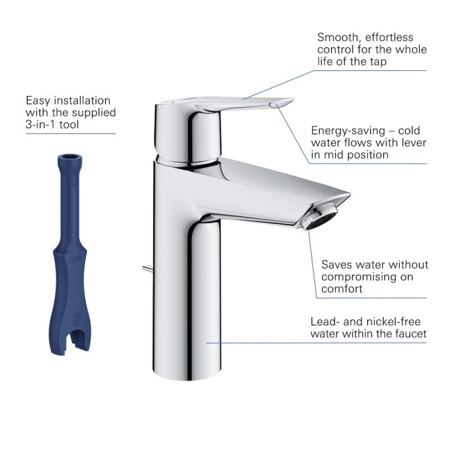 Grohe QuickFix Start Одноважільний змішувач для раковини M-Size (23552002)