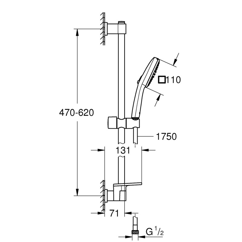 Grohe Quickfix Vitalio Comfort 110 Душевой гарнитур, 2 режима струи (26929001)