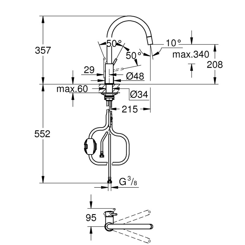Grohe BauClassic Однорычажный смеситель для мойки (30573000) Grohe BauClassic Однорычажный смеситель для мойки (30573000)