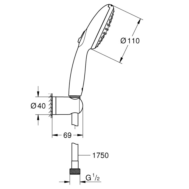 Grohe QuickFix Vitalio Start 110 Душевой набор с 2 режимами струи (27950001)
