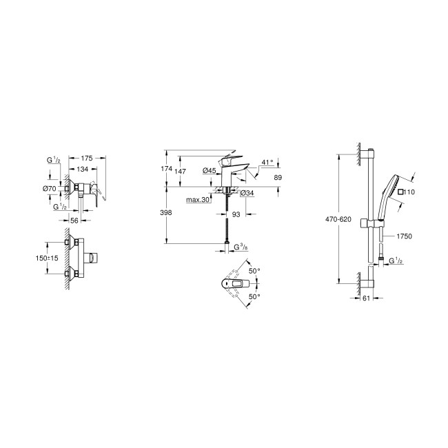 Grohe Набор смесителей BauLoop New 3 в 1, для душа (UA123220S1)