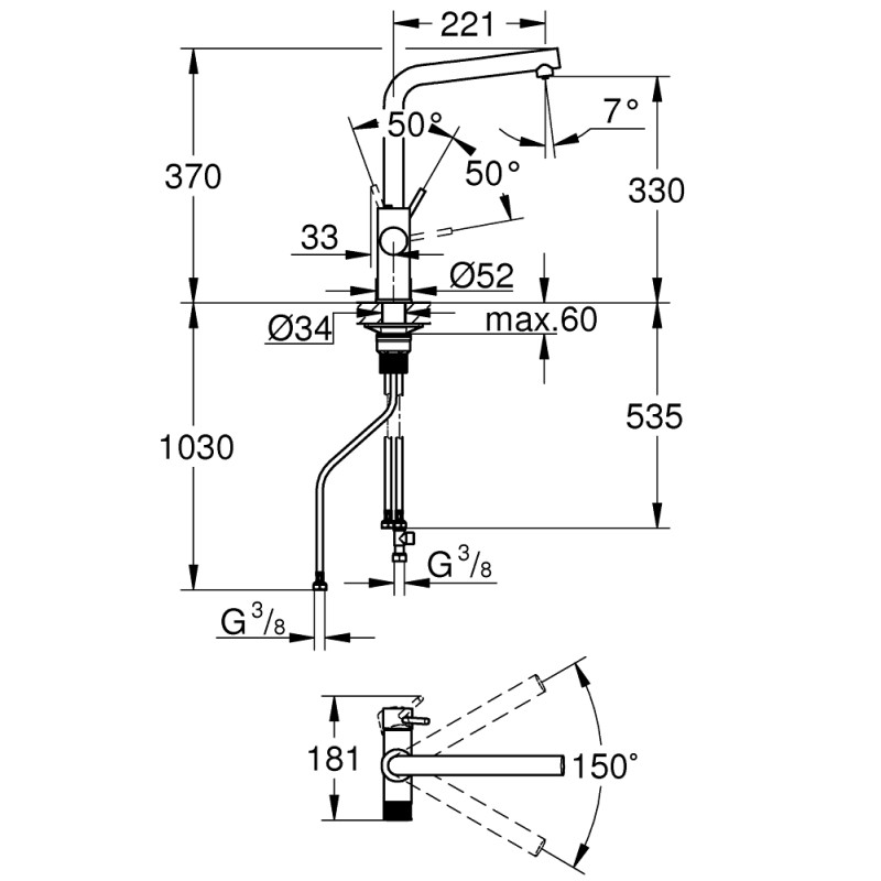 Grohe Blue Pure Minta Смеситель для кухни для подачи технической и фильтрованной воды (30600000)