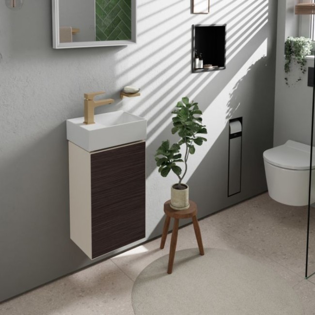 Тумба Xevolos E 340/245, дверная петля справа, 54170730 Sand Matt Beige / Dark Oak