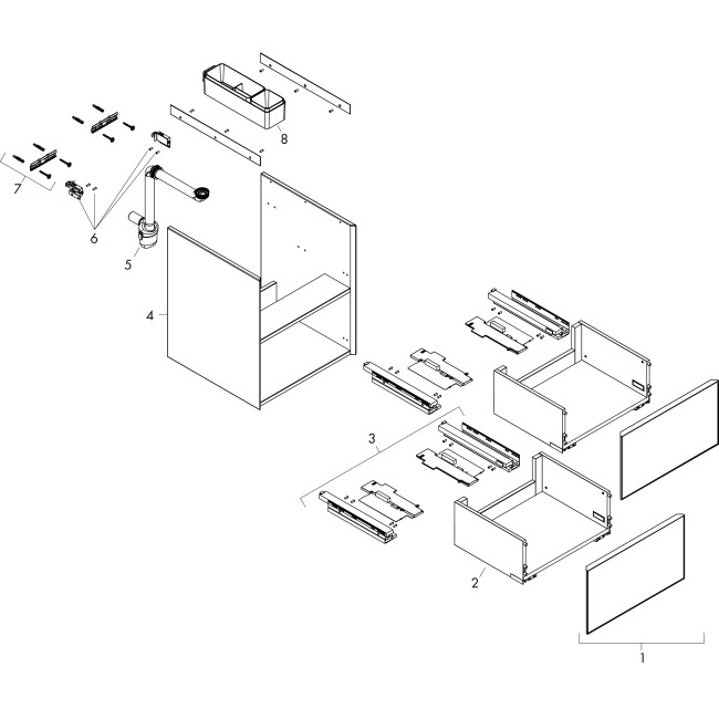 Тумба Xevolos E 980/475, з двома висувними ящиками, 54181660 Matt Whitе / Textile Dark Grey