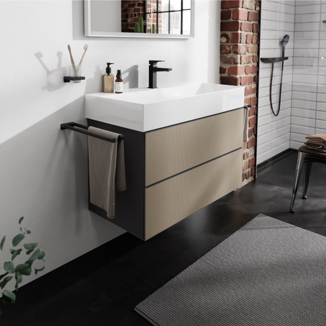 Тумба Xevolos E 980/475, з двома висувними ящиками, 54183390 Slate Matt Grey / Patterned Bronze