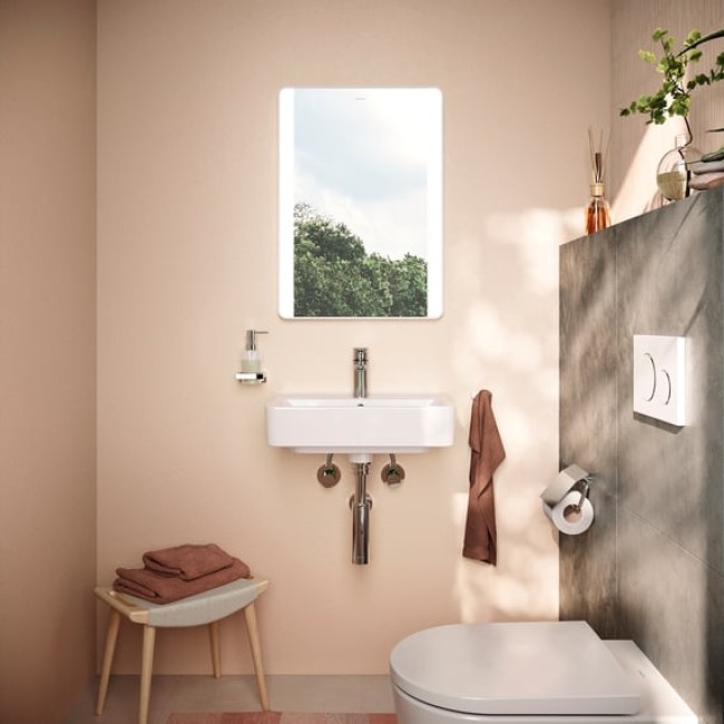 Зеркало Xarita Lite Q 500/30 с боковой LED подсветкой и ИК-датчиком, белый матовый 54974700