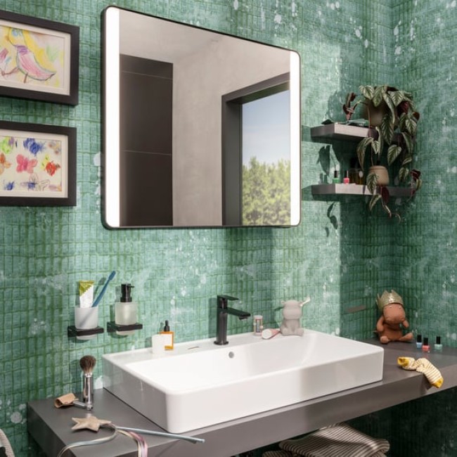 Дзеркало Xarita Lite Q 800/30 з боковими LED світильниками та ІЧ-датчик, чорний матовий 54976670