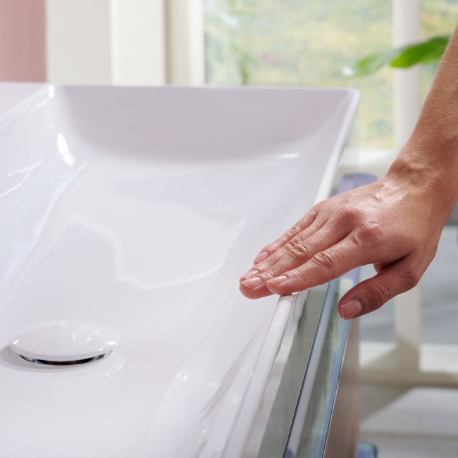 Раковина 800/480 Xelu Q с отверстием под смеситель, без перелива, 61020450 с покрытием SmartClean