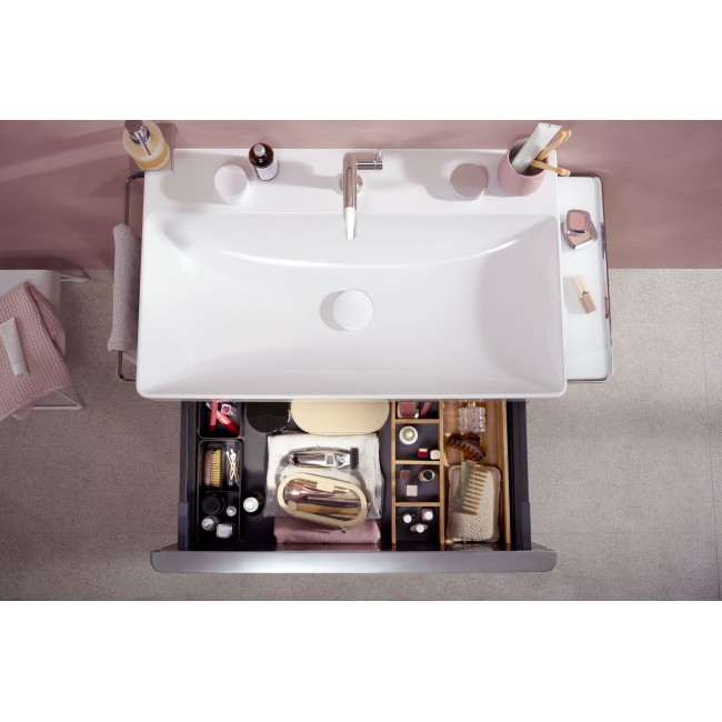 Раковина 800/480 Xelu Q с отверстием под смеситель, без перелива, 61020450 с покрытием SmartClean