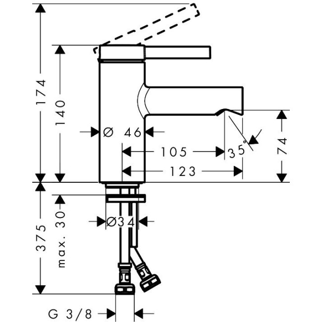 Змішувач hansgrohe Zesis S для раковини без зливного набору, хром 74711000