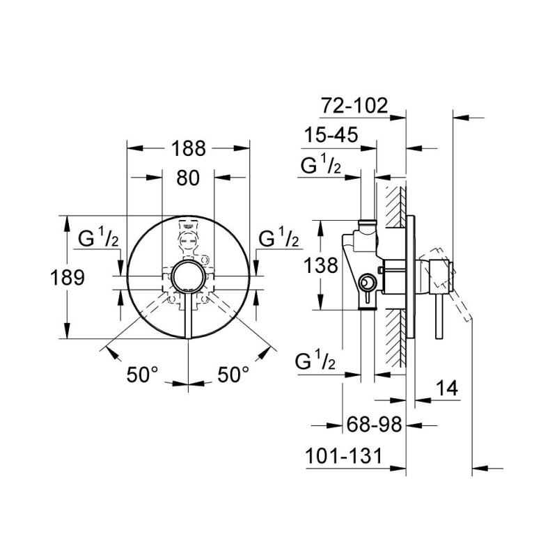 Grohe Atrio Смеситель однорычажный для душа (19463001)