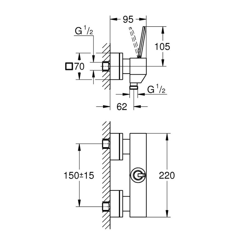 Grohe Eurocube Joy Смеситель однорычажный для душа (23665000)