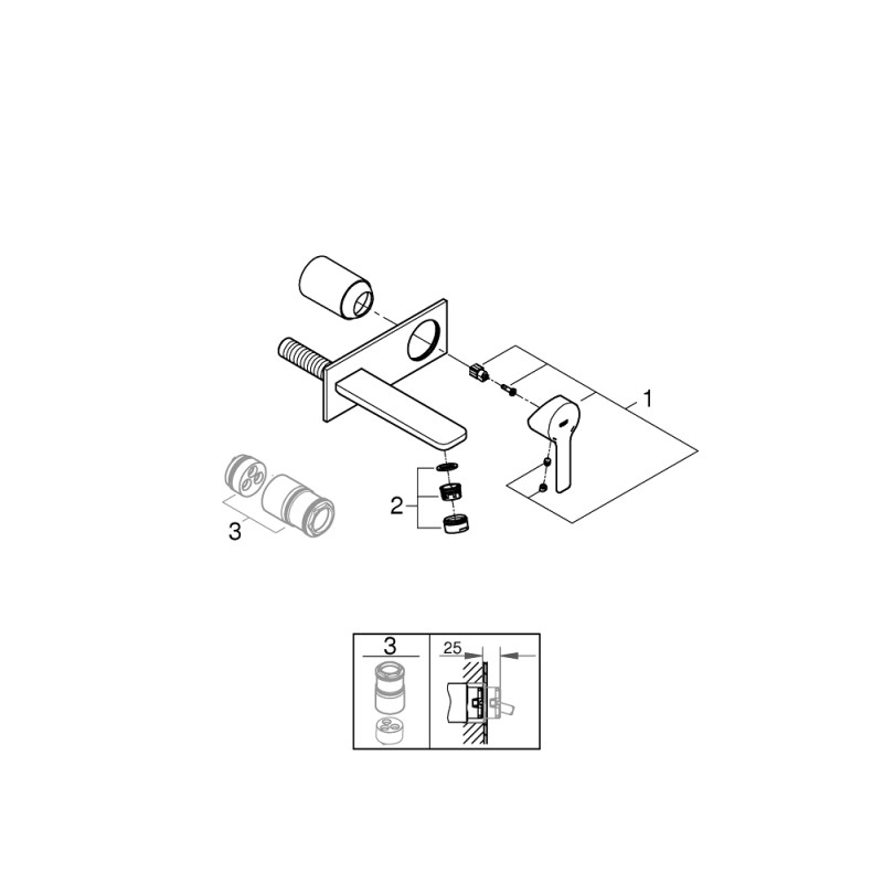 Grohe Lineare Смеситель для раковины на два отверстия M-Size (19409001)