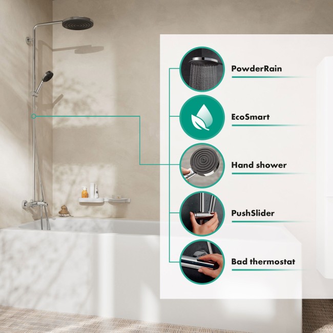 Душова система hansgrohe Pulsify S Puro Showerpipe EcoSmart 260 1jet з термостатом 24232000 хром