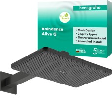 Верхний душ Raindance Alive Q 210/340 2jet EcoSmart с держателем, 24551340 черный матовый хром
