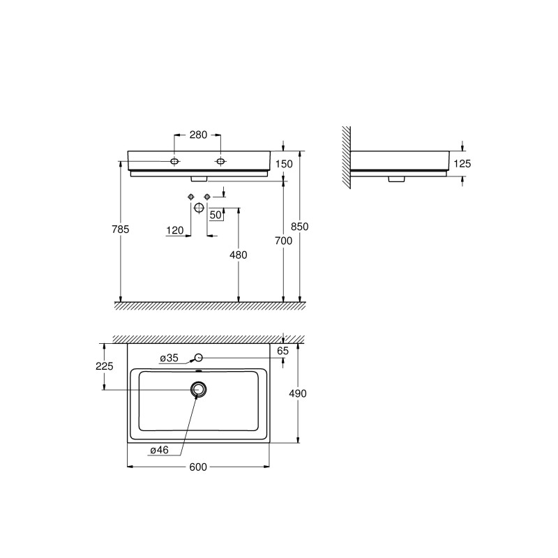 Grohe Cube Ceramic Раковина подвесная 600х490 мм (3947300H) Grohe Cube Ceramic Раковина подвесная 600х490 мм (3947300H)