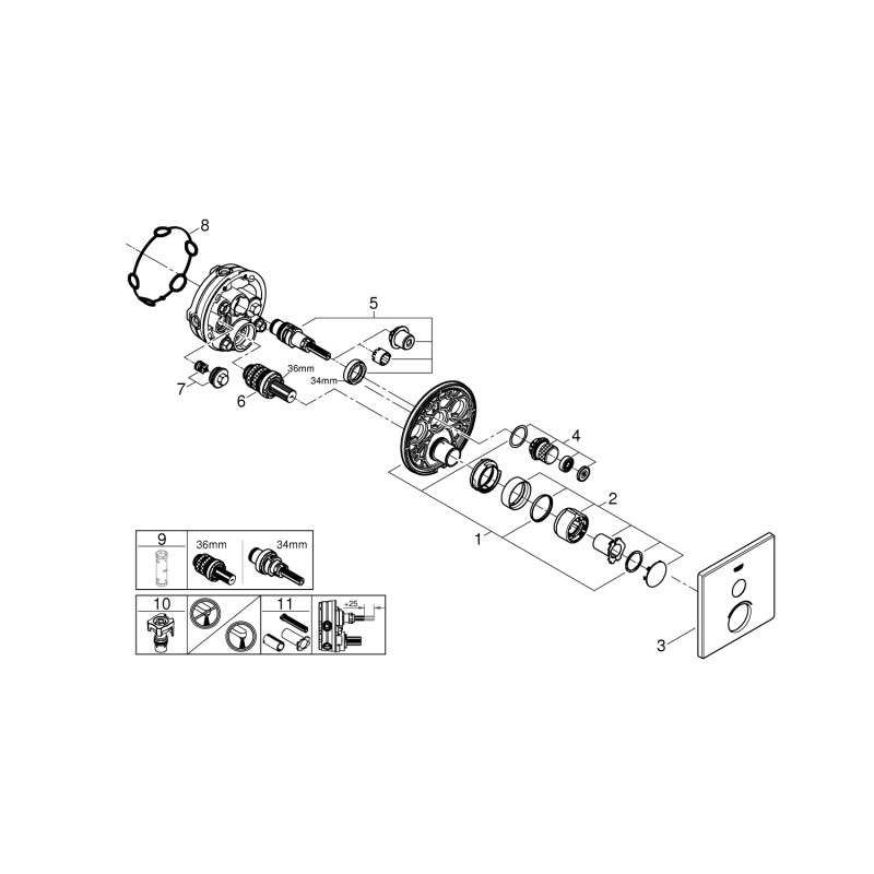 Grohe SmartControl Смеситель скрытого монтажа с 1 кнопкой управления (29147000)
