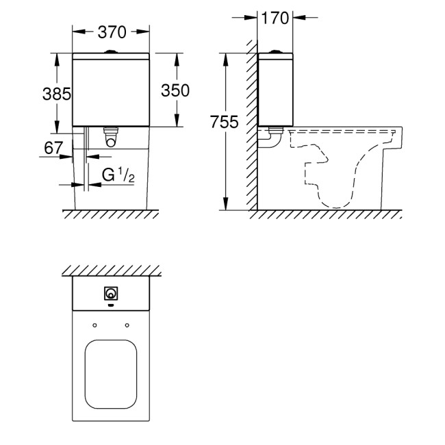 Grohe Cube Ceramic смывной бачок внешнего монтажа для комбинации с унитазом (39490000)