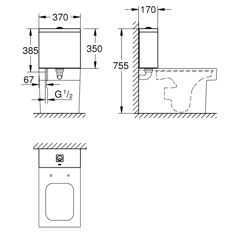 Grohe Cube Ceramic смывной бачок внешнего монтажа для комбинации с унитазом (39490000)