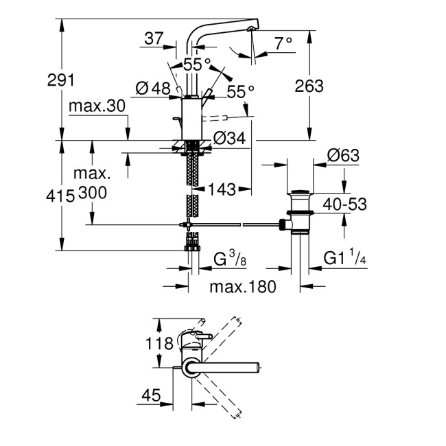 Grohe Concetto Одноважільний змішувач для раковини  L-Size (23739002)