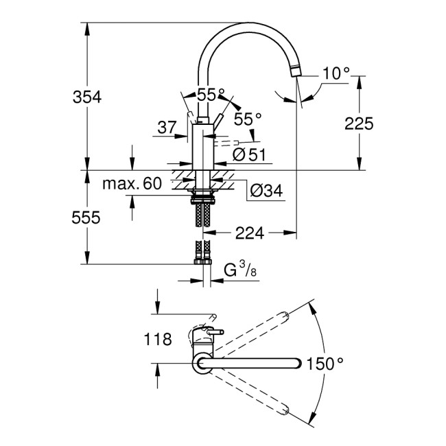 Grohe Concetto Смеситель однорычажный для мойки (32661DC3)