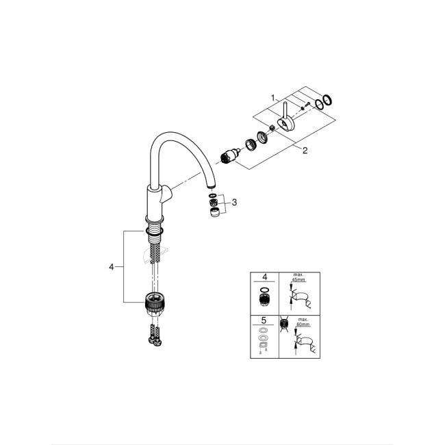 Grohe BauClassic Одноважільний змішувач для мийки (31234001)