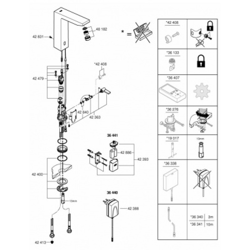 Grohe Eurocube E Инфракрасная электроника для раковины со смесителем (36440000)
