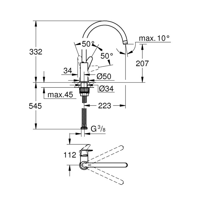 Grohe Start Curve Одноважільний змішувач для мийки (31554001)
