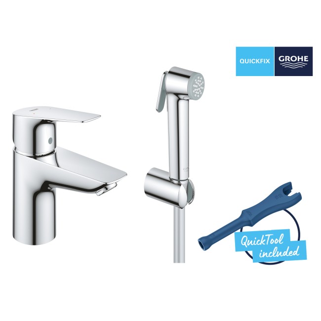 Grohe QuickFix StartEdge Одноважільний змішувач для раковини S-Size із гігієнічним душем (23773001)