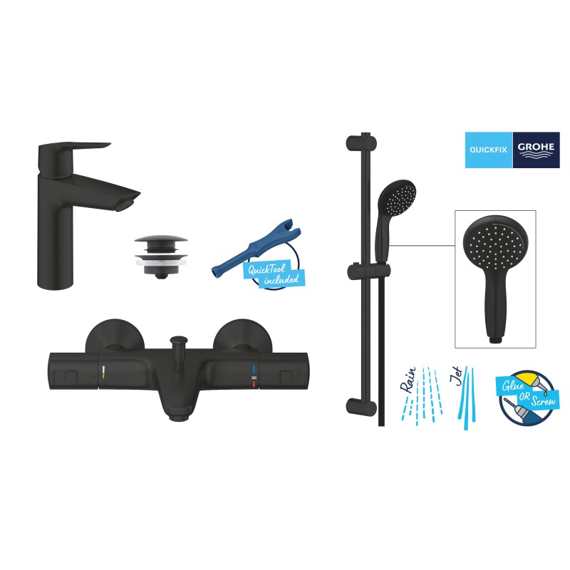 Grohe Комплект смесителей QuickFix Start 3 в 1 для ванной (UA303304TM)