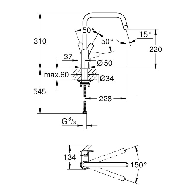 Grohe Eurosmart Одноважільний змішувач для мийки (305672430)