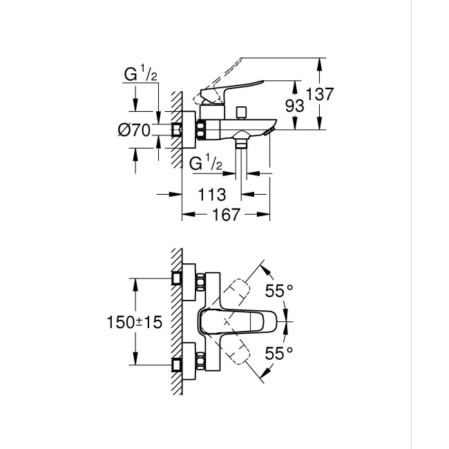 Grohe Dice Однорычажный смеситель для ванны (1018722430)