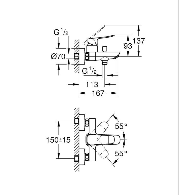 Grohe Dice Однорычажный смеситель для ванны (1018722430)