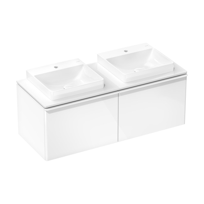 Консоль 1360/550 Xelu Q с 2 вырезами для установки накладной раковины, 54099050 High Gloss White