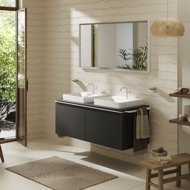 Консоль 1360/550 Xelu Q з 2 вирізами для встановлення накладної раковини, 54099910 Diamond Matt Grey