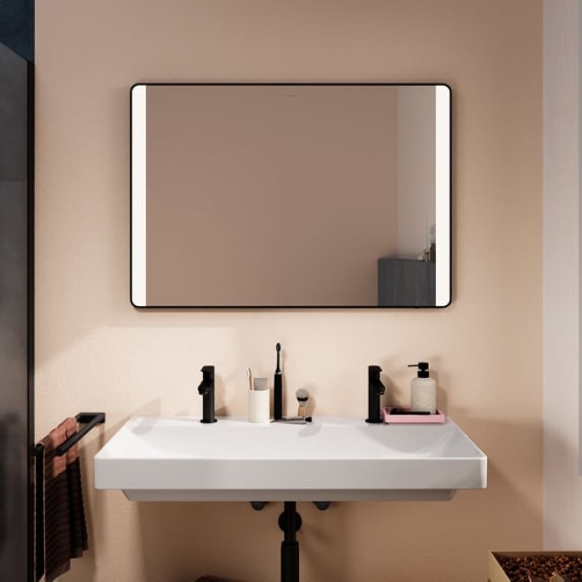 Зеркало Xarita Lite Q 1000/30 с боковой LED подсветкой и ИК-датчиком, черный матовый 54977670