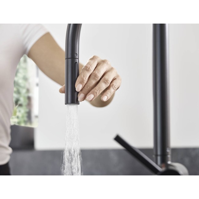 Змішувач hansgrohe Talis M54 для кухонної мийки з висувним душем, чорний матовий 72801670